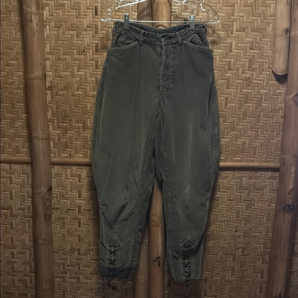 Vintage corduroy olive army lace up pants small